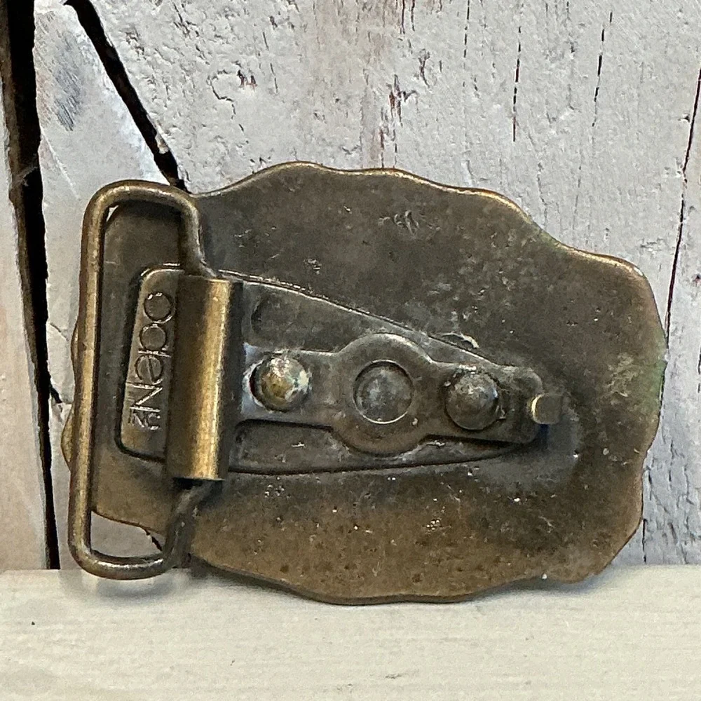 Vintage Oden USA Brass Belt Buckle Dean Name‎ Western Style Needs Repair